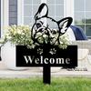 Metal French Bulldog Memorial Garden Stake Sign Yard Marker