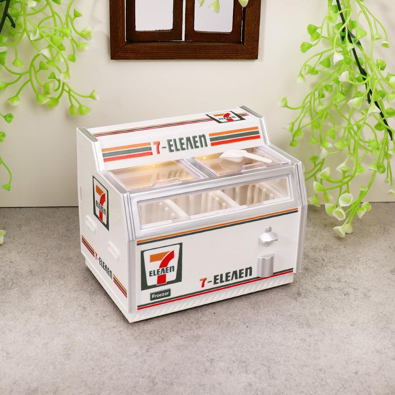 1/12 Domeček pro panenky Miniaturní Supermarket Horizontální Mrazák Model Panenka Domácí Lednice Nábytek Dekor Mikro Scéna Foto Rekvizity
