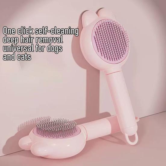 Cat Hair Brush Self Cleaning Dog Slicker Brush for Grooming And Shedding Cute Pet Hair Remover Tool with Release Button for Cats Dogs Rabbits