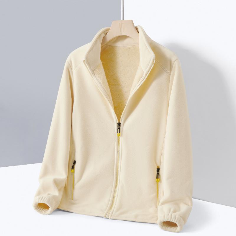 Utomhus Plus Size Fleecejacka Höst Vinter Förtjockad Varm Softshelljacka Innerfoder Parstil Polarfleecejacka för Kvinnor