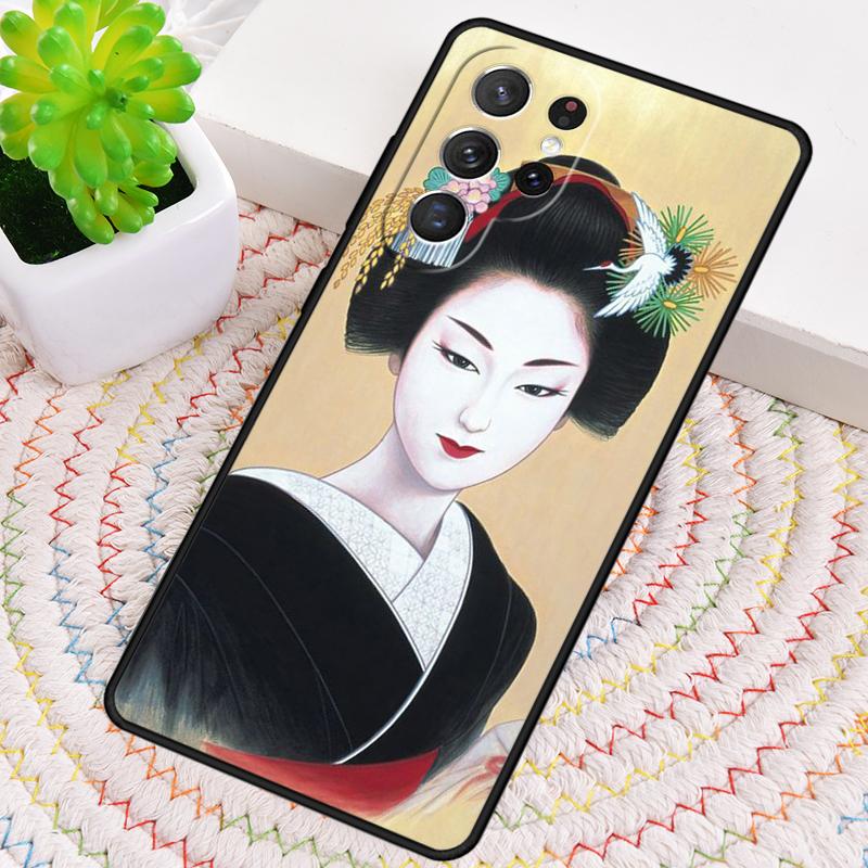 Japanese geisha Luxury Silicone Phone Case For Samsung Galaxy note 10 pro S26 S25 S24 S23 S22 S21 Plus S25Ultra Capa Cover