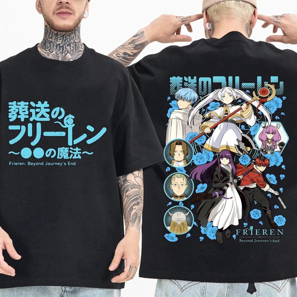 2026 Summer Fashion Tee Frieren Vintage Anime T-shirt Man Woman Harajuku Short Sleeve O-neck Casual Shirt Hip Hop Streetwear Oversized Tshirt