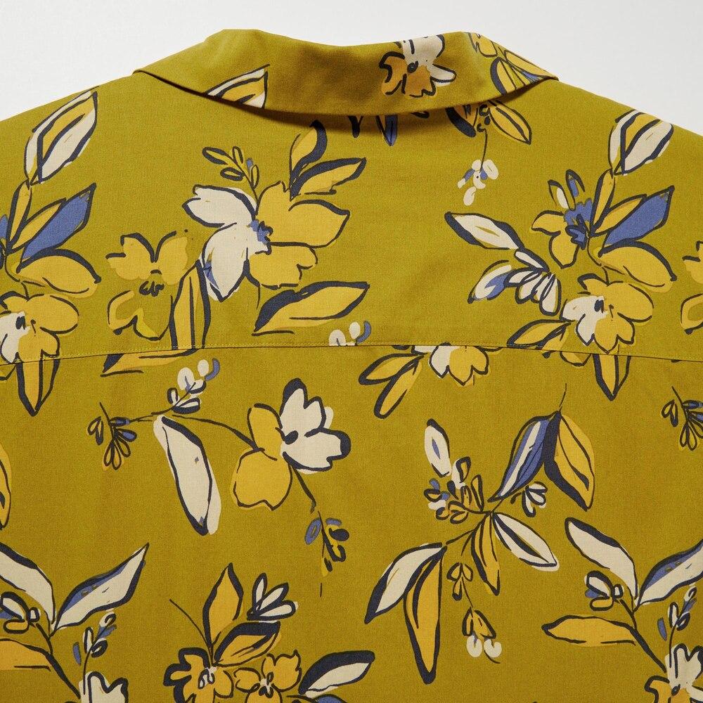 UNIQLO Open Collar Short Sleeve Shirt Unisex shirts Tan 458355-47