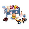 Wooden Barbecue Playset with Play Food Imaginative for Playroom