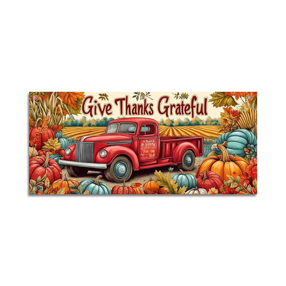 Autumn Harvest Thanksgiving Pumpkin Maple Leaf Polyester Garage Banner