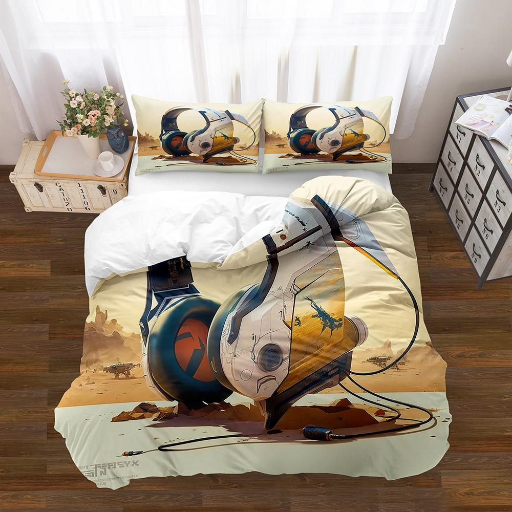 Gamepad Pattern Printing Quilt Cover Pillowcase 3D Digital Printing Three-Piece Set