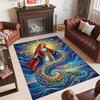 Virgin Mary Theme Crystal Velvet Rug Personalized Custom Name Text Soft Floor Mat Home Decor