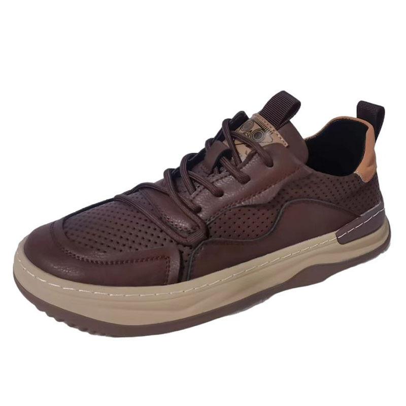Soft Leather Men's Shoes 2025 Summer New Hollow Holes Breathable Versatile Lightweight Trend Men's Sports and Leisure Sandals