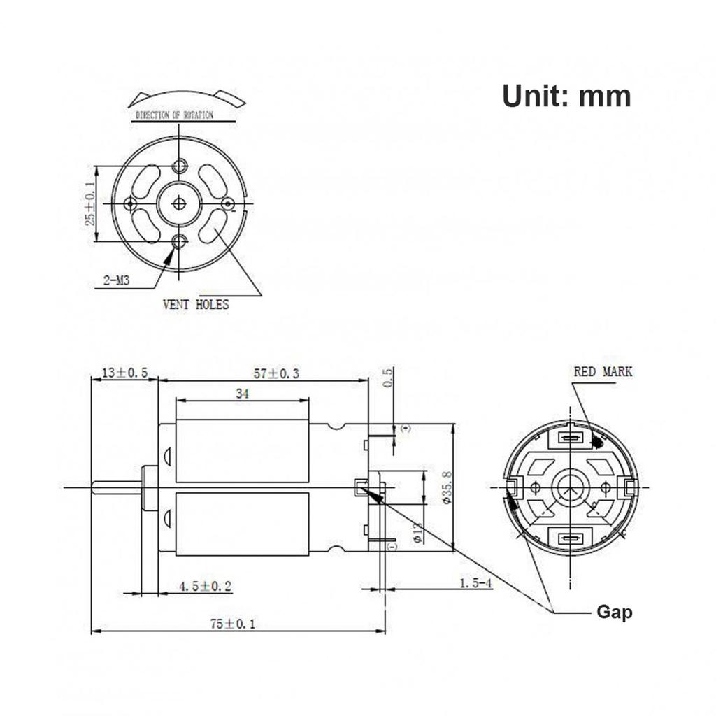 390 DC Motor 12 Teeth 3.7V 3500RPM High Speed Large Torque Mini Motors for Electric Brush / Small Home Appliances