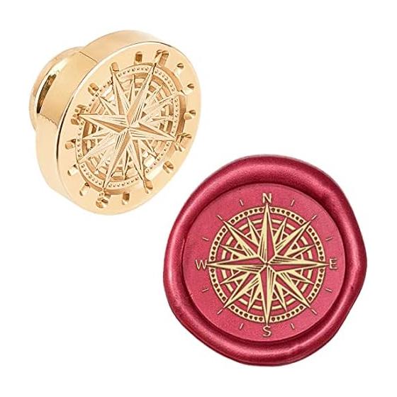 PandaHall Sealing Wax Stamp Compass Wax Seal Stamp Seal Wax Stamp Brass Head Retro Stamp Kit Letter Envelope Party Invitation Wine Package Birthday