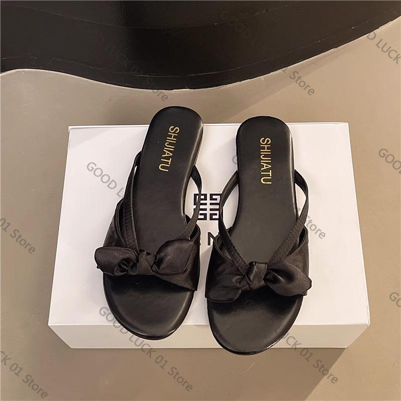 Fashion 2025 Fairy Sle Flat Bot Slippers Women's Outdoor Summer New Small Fraance  Knot Flat Heel Sandals Korean Version P...