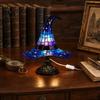 Halloween Decoration Lamp Witch Hat Table Lamp, USB Powered LED Bedside Light, Resin Gothic Night Light for Bedroom, Living Room, Shelf Decor