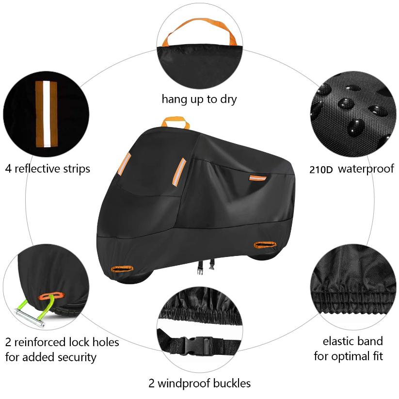 Motorcycle cover rainproof and sunscreen thickened Oxford cloth dust cover built-in anti-theft buckle motorcycle rain cover