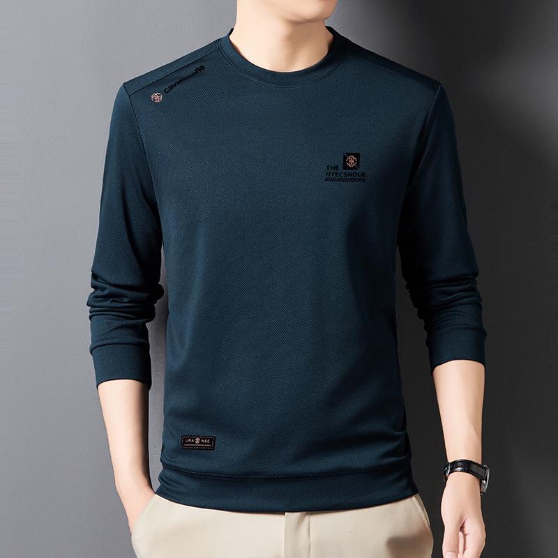 Men's Casual Round Neck Long Sleeve Hoodie - Spring/Autumn T-shirt Top