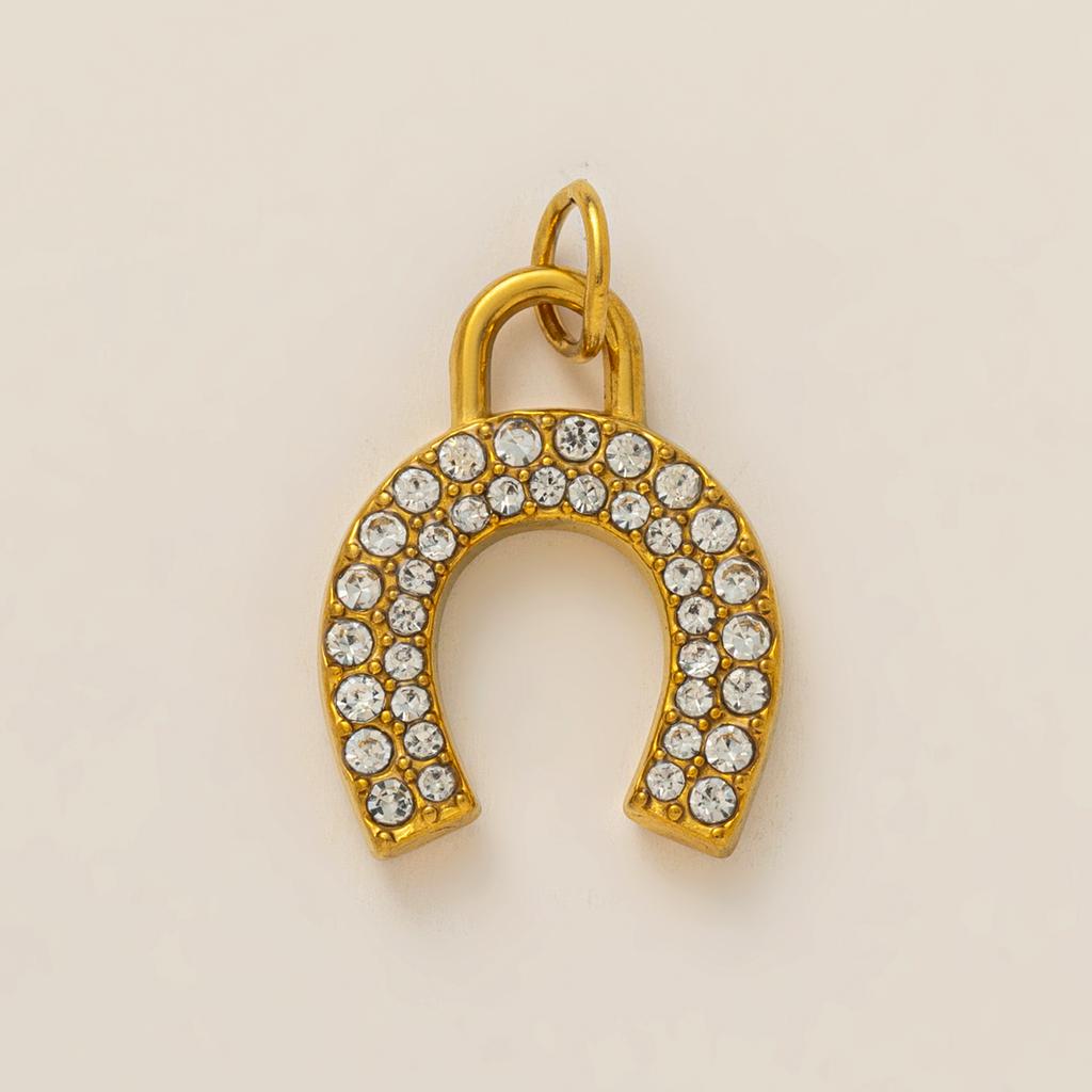 Fashionable and Trendy New Heart-shaped Pentagram Full Diamond Horseshoe Pendant Charms for Jewelry