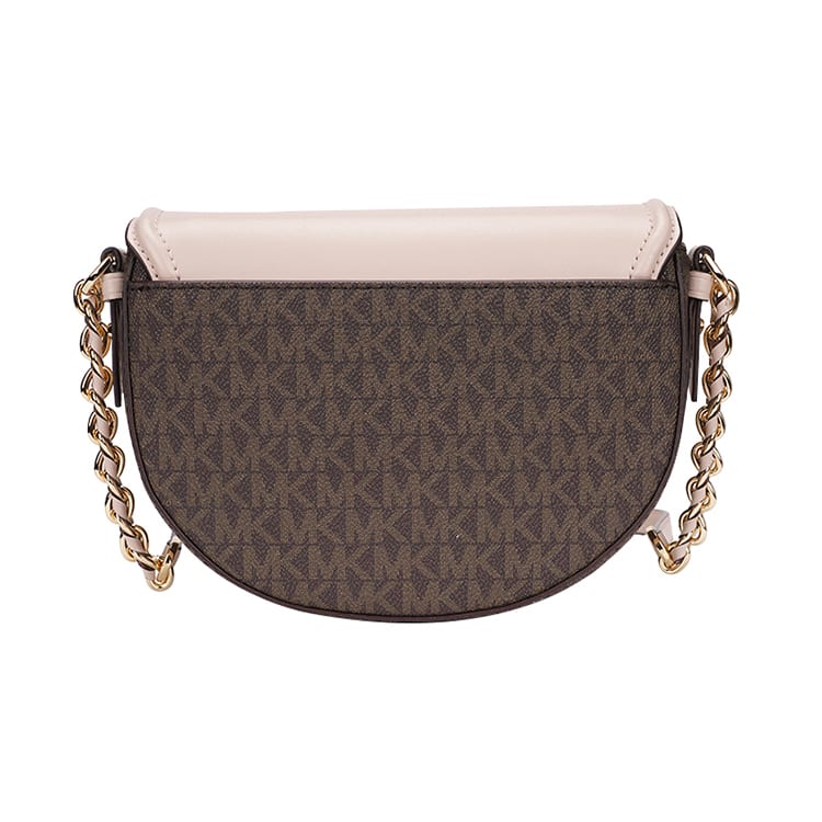 MICHAEL KORS Jet Set Leather Saddle Bag, Crossbody Bag, Shoulder Bag Women's Dark Brown & Nude Pink 32T0GT9C6B-266