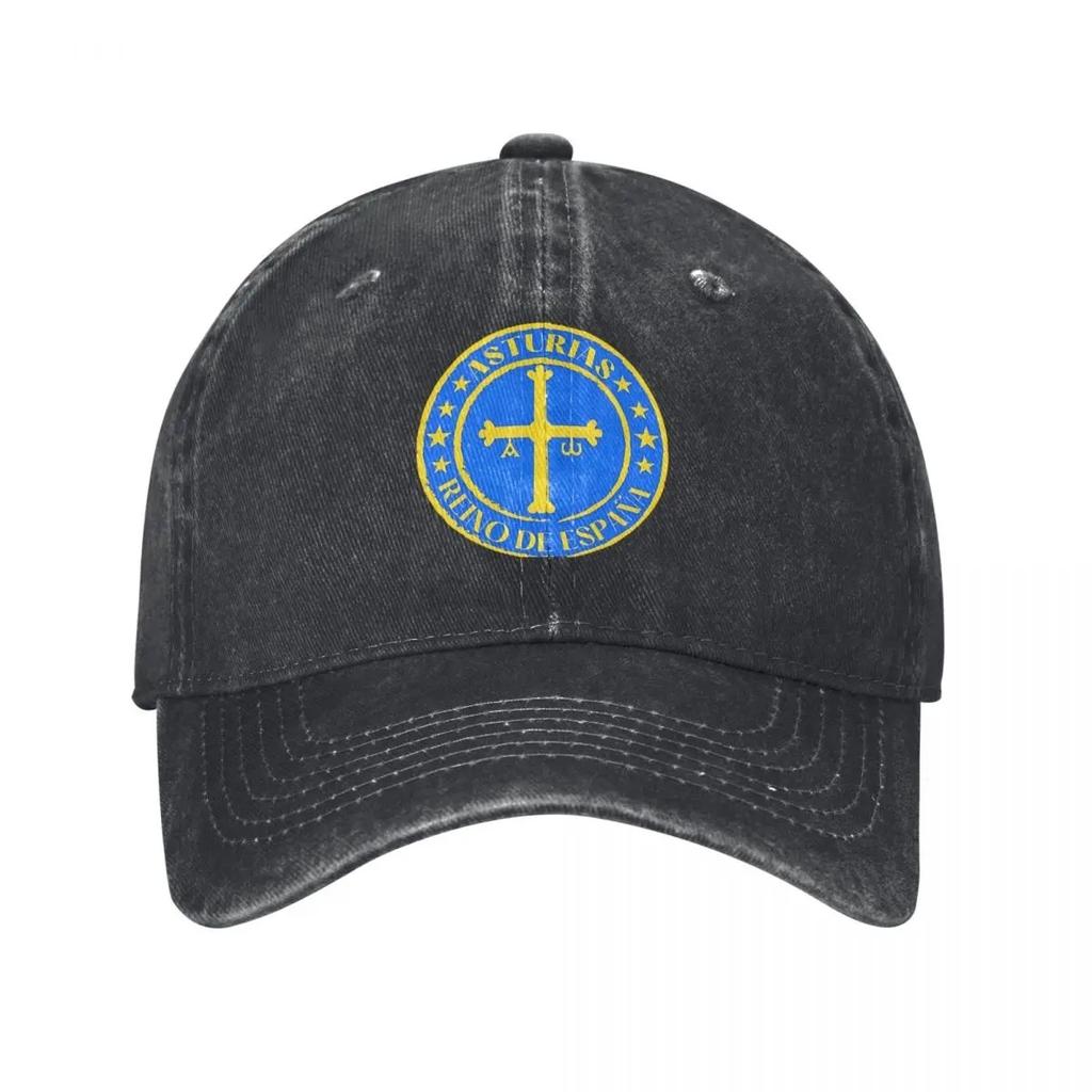 Spain Asturias Flag Baseball Cap Retro Distressed Denim Victory Cross Snapback Hat Unisex Women Outdoor Summer Caps Hat