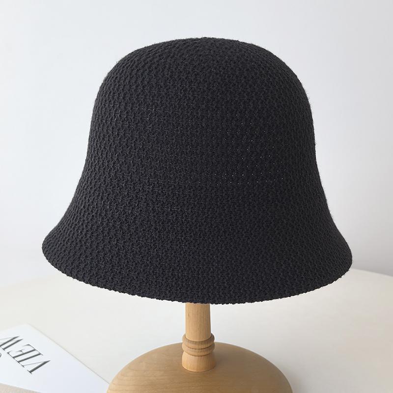Solid color bucket hat women's spring and autumn breathable sun hat travel sunscreen hat showing washbasin cap foldable