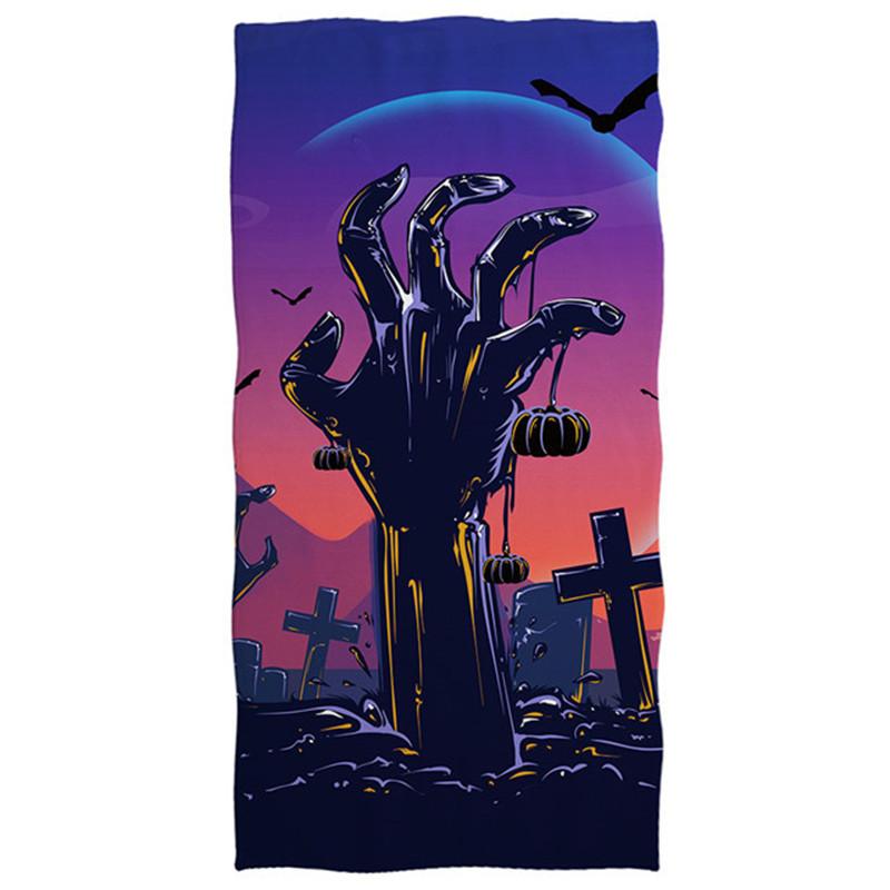 Halloween Theme Beach Towel Skull Pumpkin Castle Witch and Ghost Design Large Soft Quick Dry Bath Towel for Women Girls Kid Gift