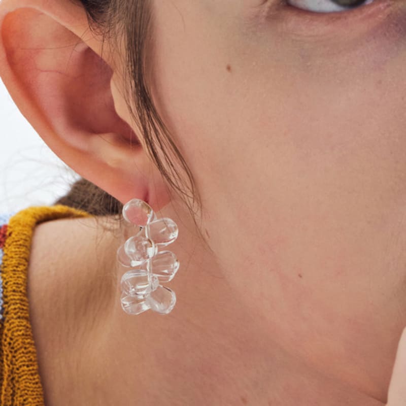 MONDAY EDITION Clear Dewdrops Hoop Earrings