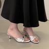 Fashion Summer Butterfly-knot Women Slippers Elegant Thin High Heel Shoes Ladies Outdoor Dress Street Style Slides