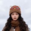 Cute Glasses Cat Ears Hat Women's Autumn and Winter Warm Ear Protection Knitted Hat Showing Face Small Wool Cold Hat