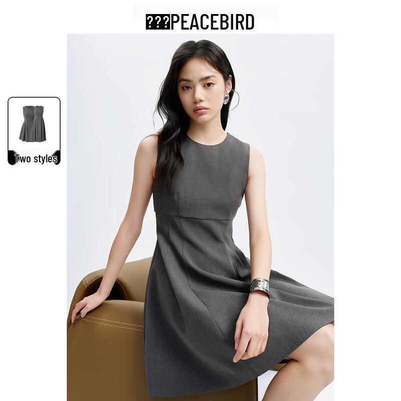 

PEACEBIRD Women s Round Neck A-Line Dress S