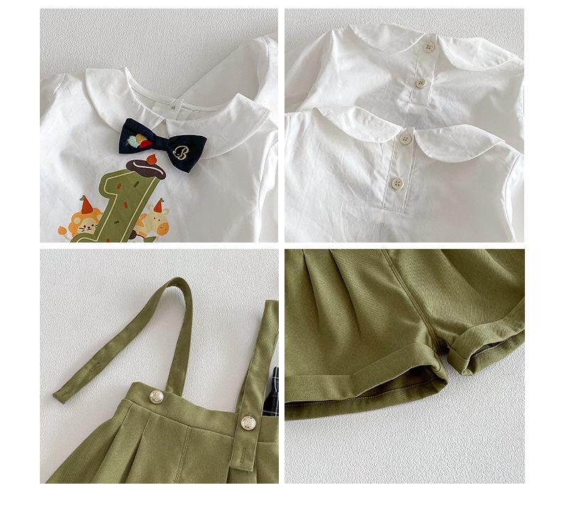 2026 Toddler Cartoon Bow Tie Shirt - Spring Birthday Outfit
