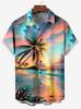 2024 Mode Hawaïen Cocotiers Impression 3D Col rabattu Chemise décontractée Manches courtes Chemise d'été ample Pour garçons