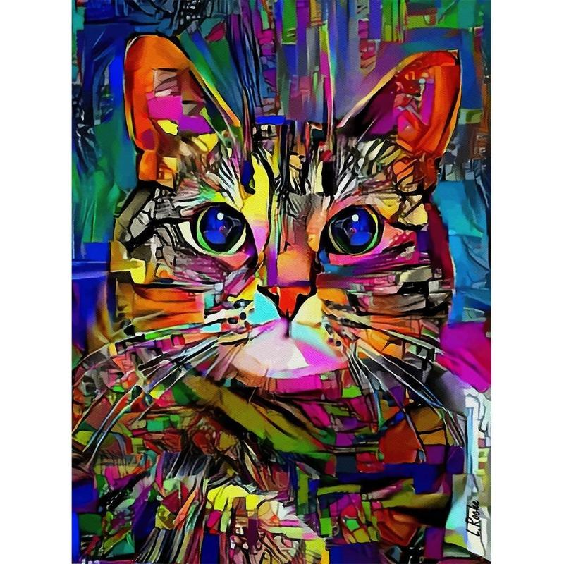 Canvas painting, wall painting, abstract watercolor posters with cats, cute animals, oil painting with a print for the modern house,