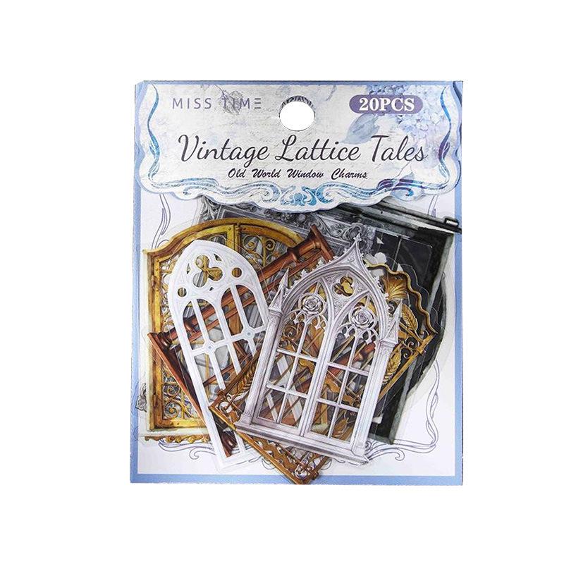 Retro Lattice Story Series PET Stickers: Window Journal Collage Decor - 6 Styles