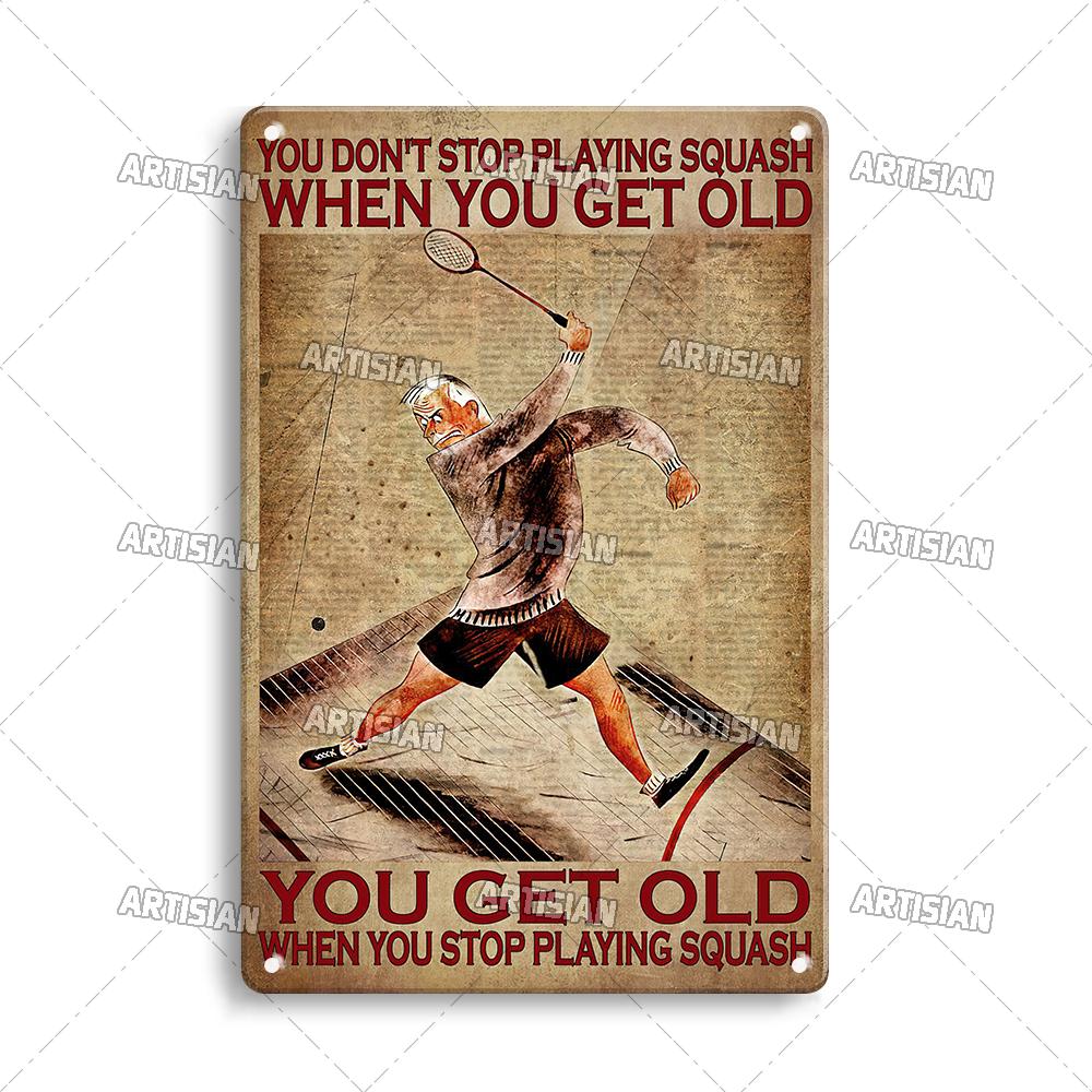 Mfoever Tin Sign Artisian SPORT Metal Sign Tennis Tin Poster Decorative Plate Badminton Cricket Pickleball Plaque Wall Decor Garage Bar Pub Club