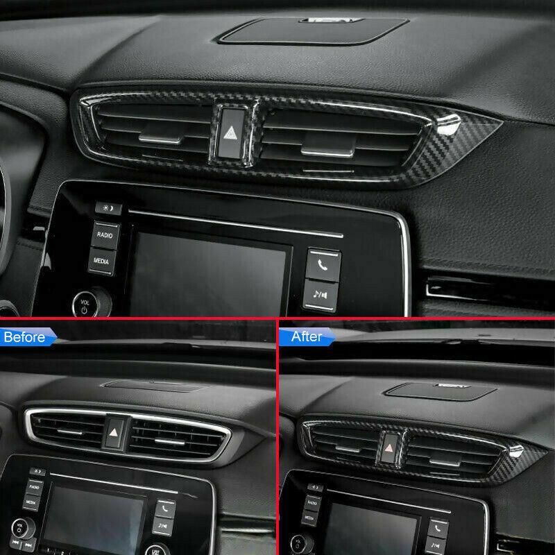 For Honda CR-V CRV 2017- Carbon Fiber Center Air Vent Outlet Cover Trim