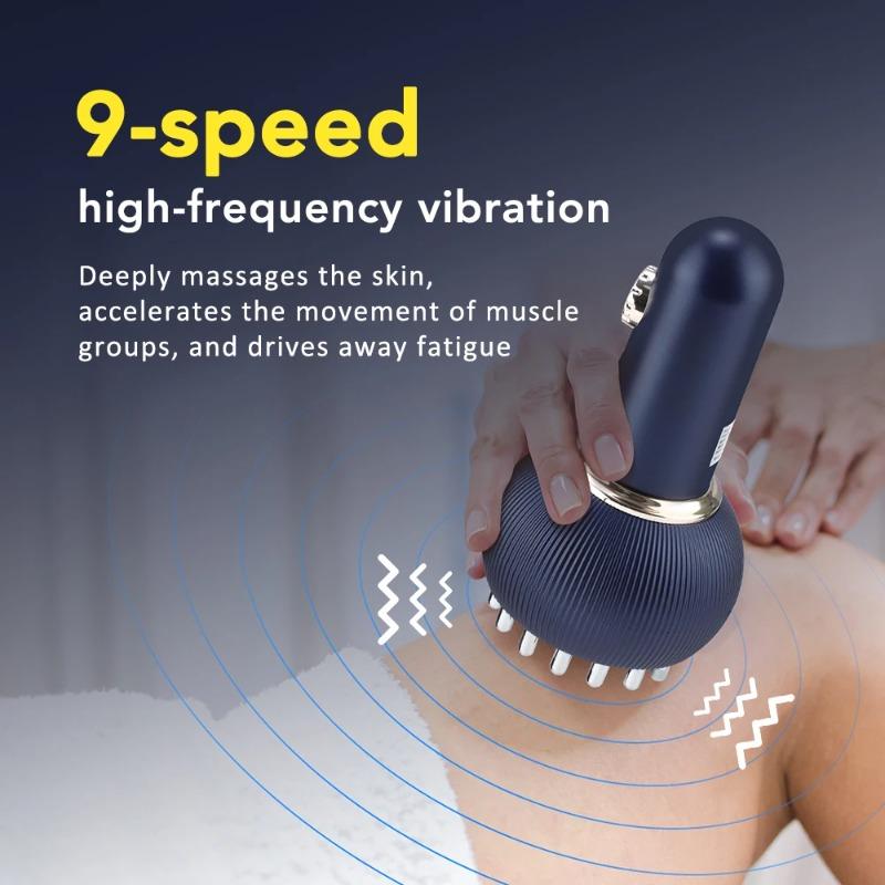 Rechargeable Electric Cupping Massager, 9 Modes Heating Vibration Gua Sha Tool for Body Pain Relief