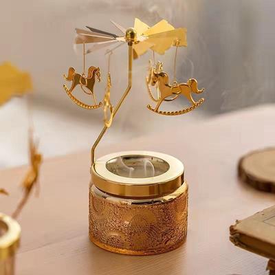 Gold Candlesticks Rotating Tray Christmas Romantic Rotation Spinnings Carrousel Tea Light Candle Holder Dinner Wedding Bar Party