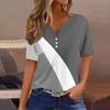 T-skjorte for kvinner T-skjorte med knapper med kortermet tunika Daily Weekend Fashion Basic V-hals vanlig topp