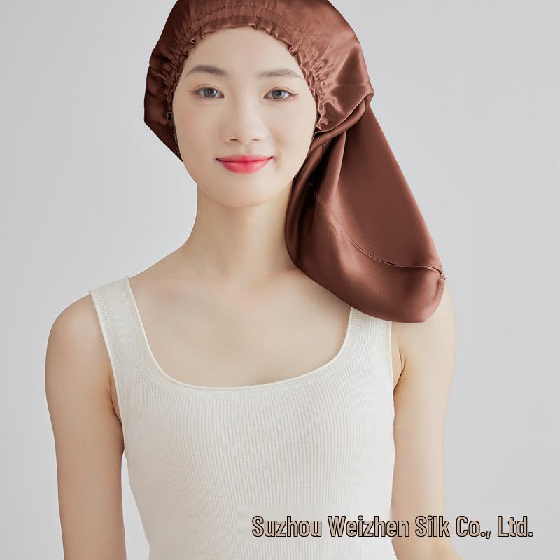 

Шапочка для сна и ухода за волосами Yama из 100% шелка тутового шелкопряда с рюшем по краю 50CM