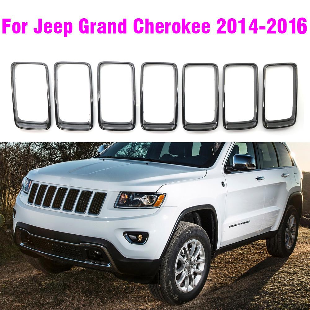 Auto Grille Cover Radiator Grill Ring Inserts Frame For Jeep Grand Cherokee 2014-2016 Car Kit Black Parts