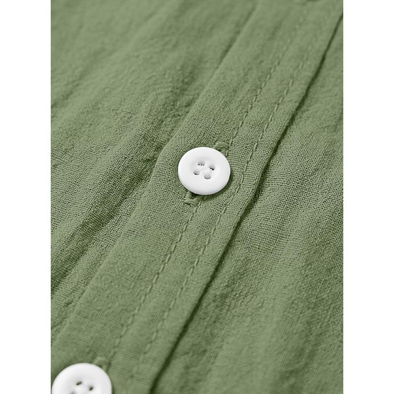 Men's Long Sleeve Stand Collar Henley Casual Shirt.