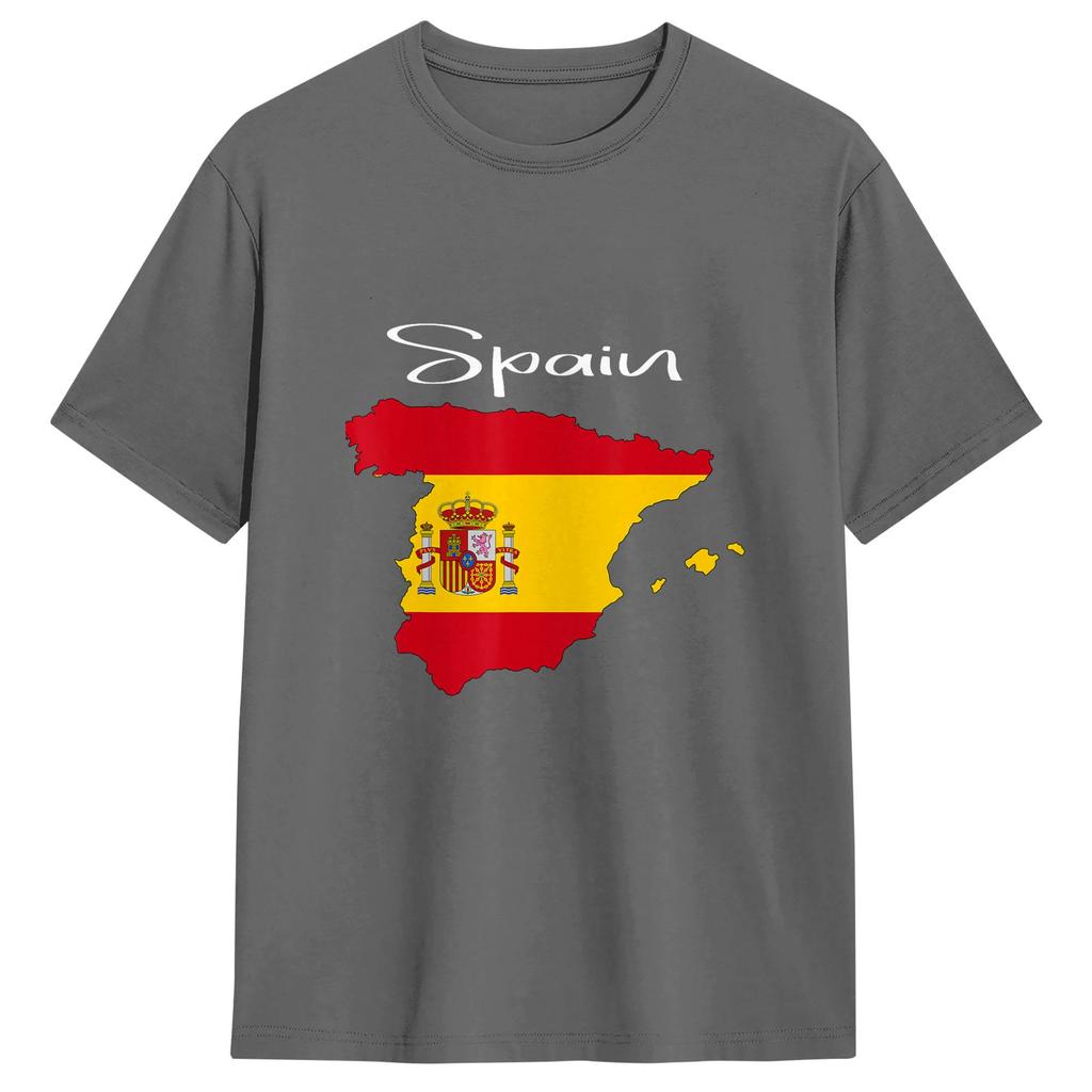 Spain Spanish Flag T Shirts Unisexs Cotton Novelty Tshirts Round Neck Tees Short Sleeve Clothing Plus Size