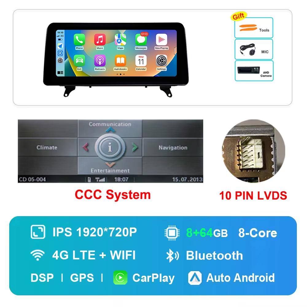 12.3 inch for BMW X5 E70 X6 E71 2007 - 2013 CCC CIC System GPS HD Touch Screen Android Car Radio Multimedia Player