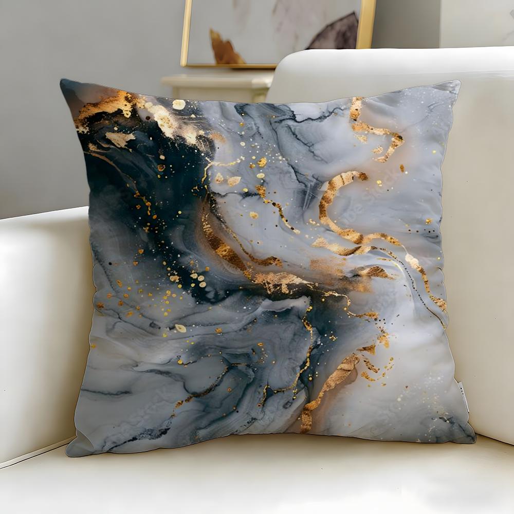 art theme Minimalist Marble Patterned Cushion Cover Soft  EasyWash Pillow Case  Versatile for Couch Bed Travel and Office