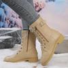 Snow Boots Winter New Medium Tube Retro Large Size Side Zipper Thick Heel Women's Boots