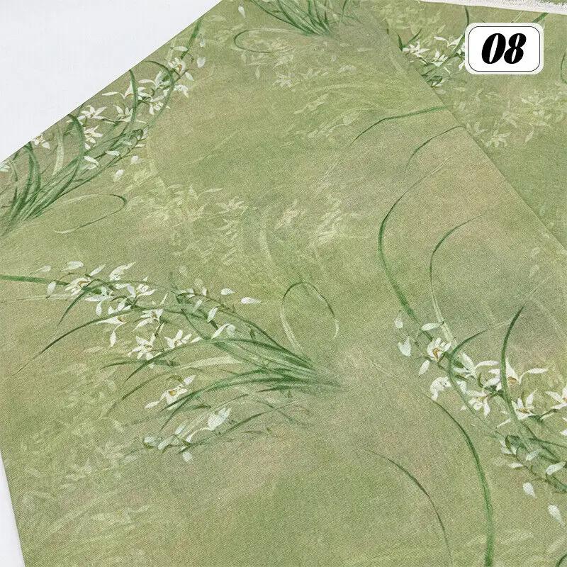 Bomull Linne Tyg Kinesisk Stil Retro Tryckt Klänning Hanfu Sömnad Hantverk DIY Cheongsam Klänning Hanfu Sömnadstyg Kläder Försörjning