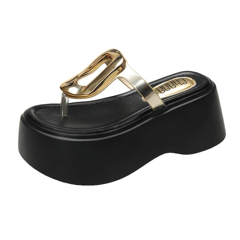 Fashion 7.5cm Summer Women Flip-Flops Chunky Beach Shoes 2024 Ladies Wedge Heels Open Toe Slippers Woman Platform Slides Outside Sandals