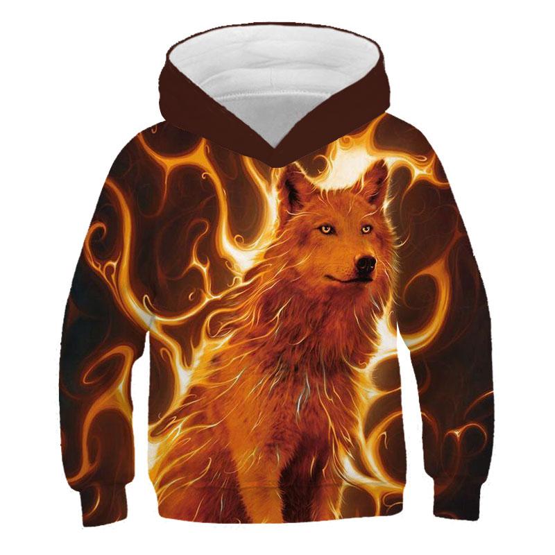 Sudadera con capucha 3D con estampado de animales de lobo para