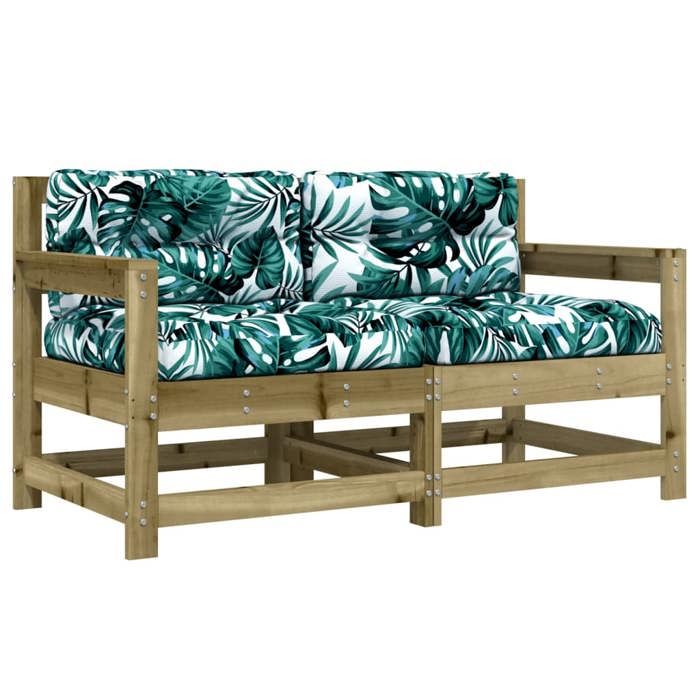 VidaXL Garden Chairs with Cushions Set of 2 Impregnated Pine Wood 825596