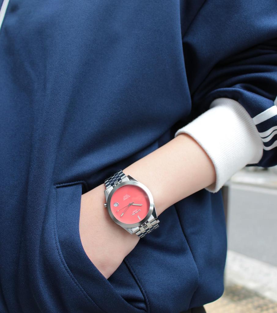 Authorized Retailer Komono Watch RAY Chroma Estate Silver Coral Date [KOMONO] Men's KOM-W4425