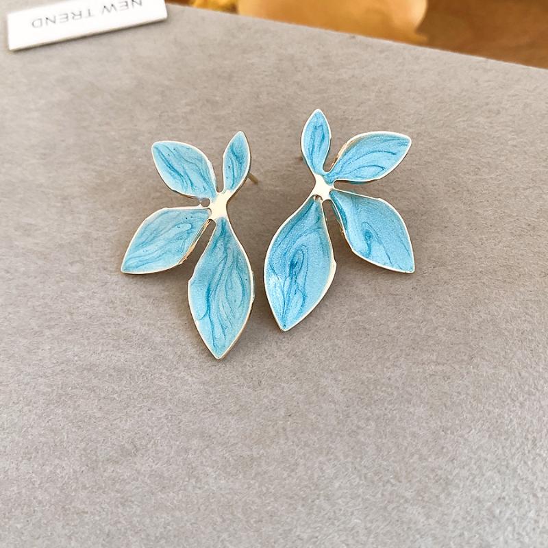 Vintage Metal Colorful Oil Dripping Flower Big Earrings For Women Sweet Simple Fashion Bohemia Trendy Jewelry Accessories Gifts