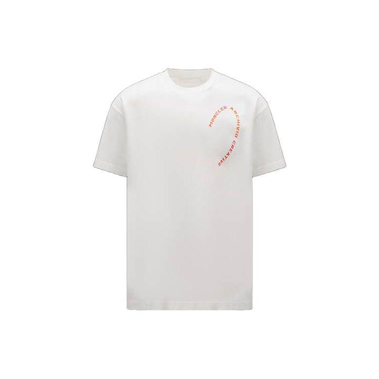 Moncler Rond Hals Briefprint Korte Mouw T-shirt Heren tops Wit I10918C00022M2326034 M
